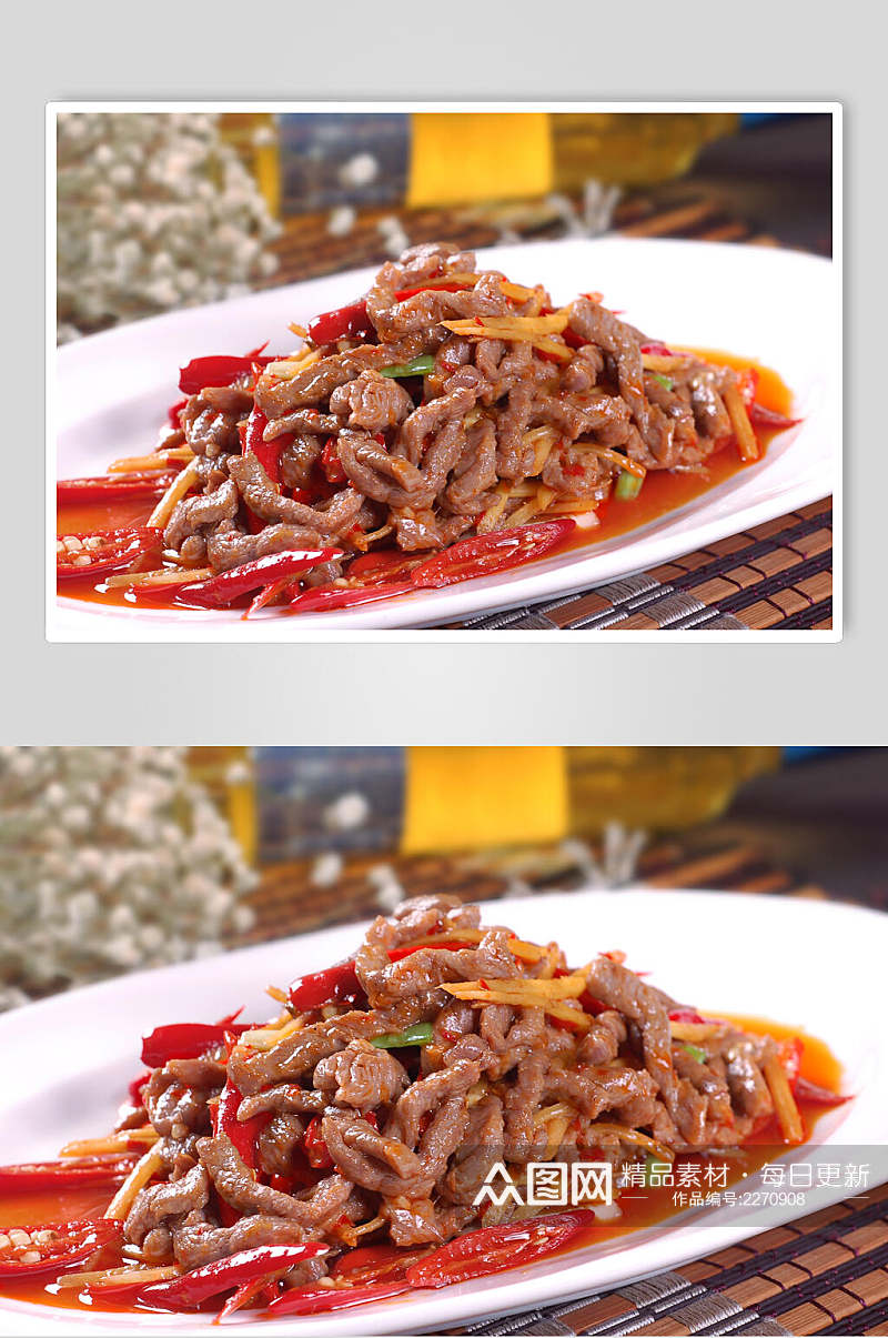 热菜小米辣牛肉丝食品图片素材