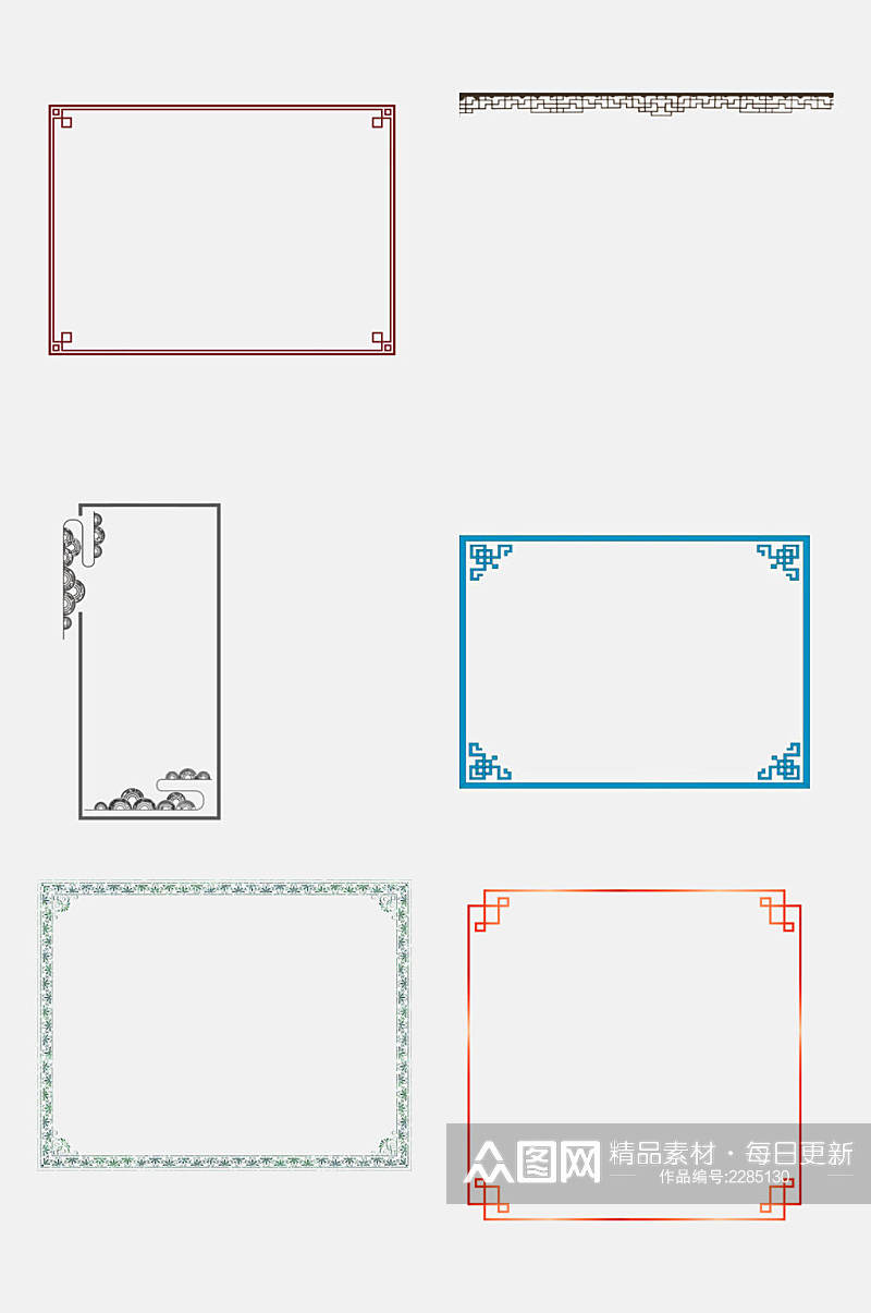 中式古风长方形边框免抠素材素材