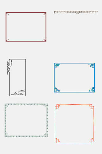中式古风长方形边框免抠素材