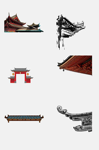 简约中国风中式建筑屋檐免抠素材