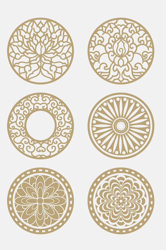 中式唯美古代圆形图案免抠元素