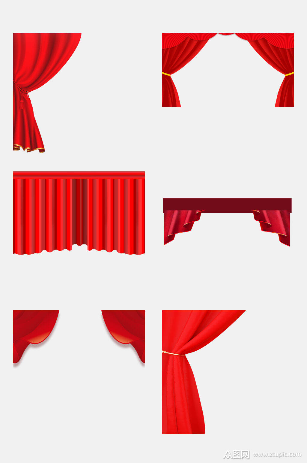 时尚红色幕布幕帘免抠素材