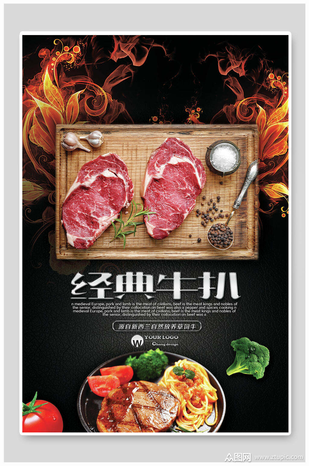 经典牛扒牛排海报素材