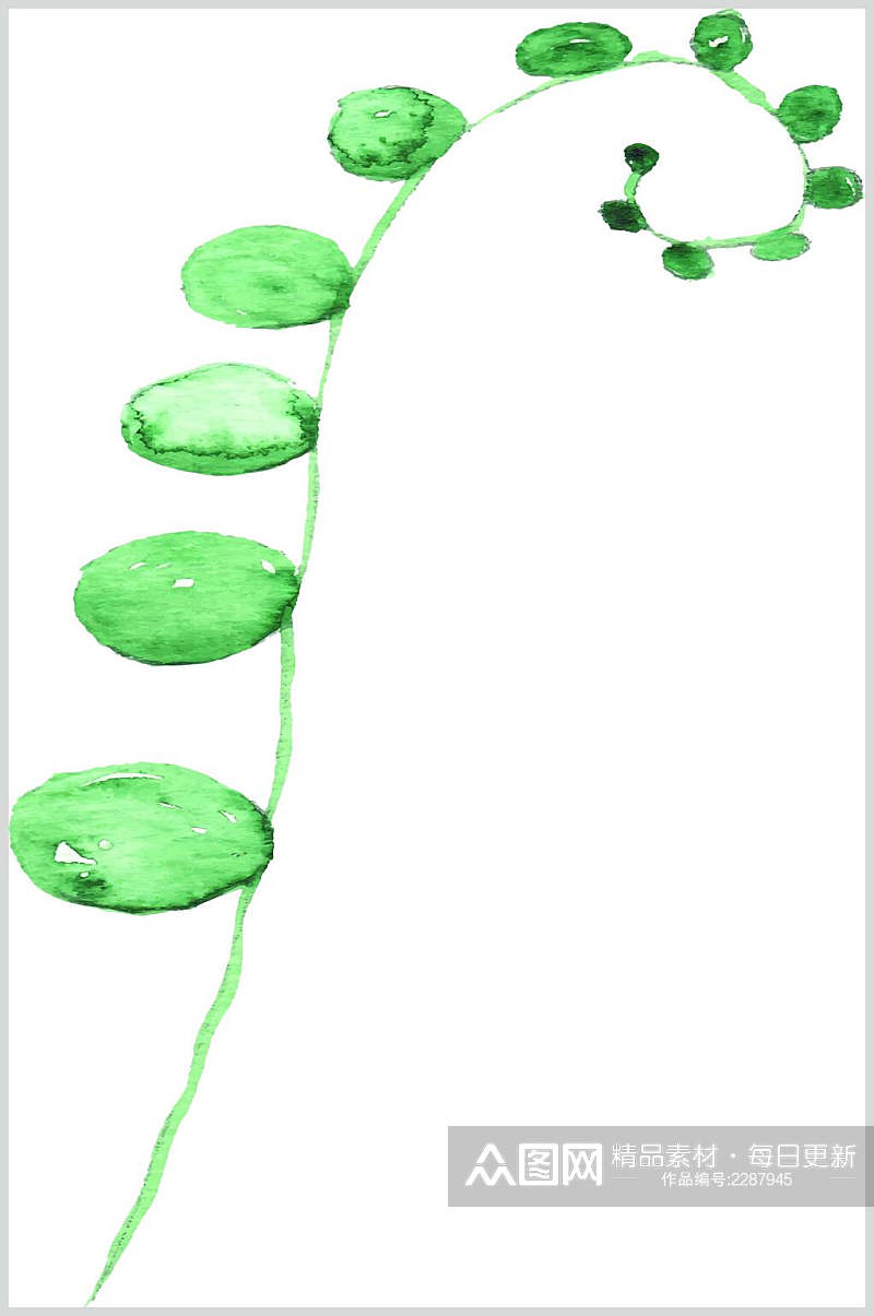 简洁手绘绿叶叶子素材素材