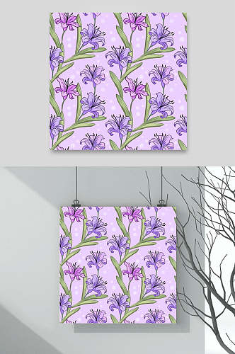 紫色百合花卉背景素材