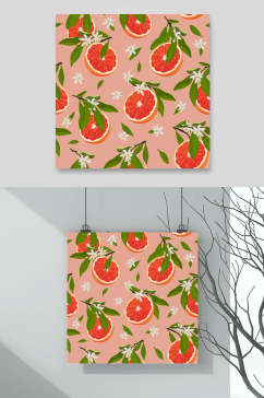 西柚水果图案素材