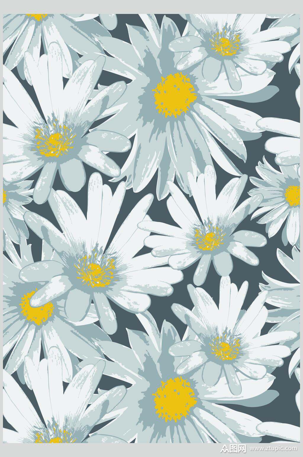 水彩雏菊花纹底图设计素材素材