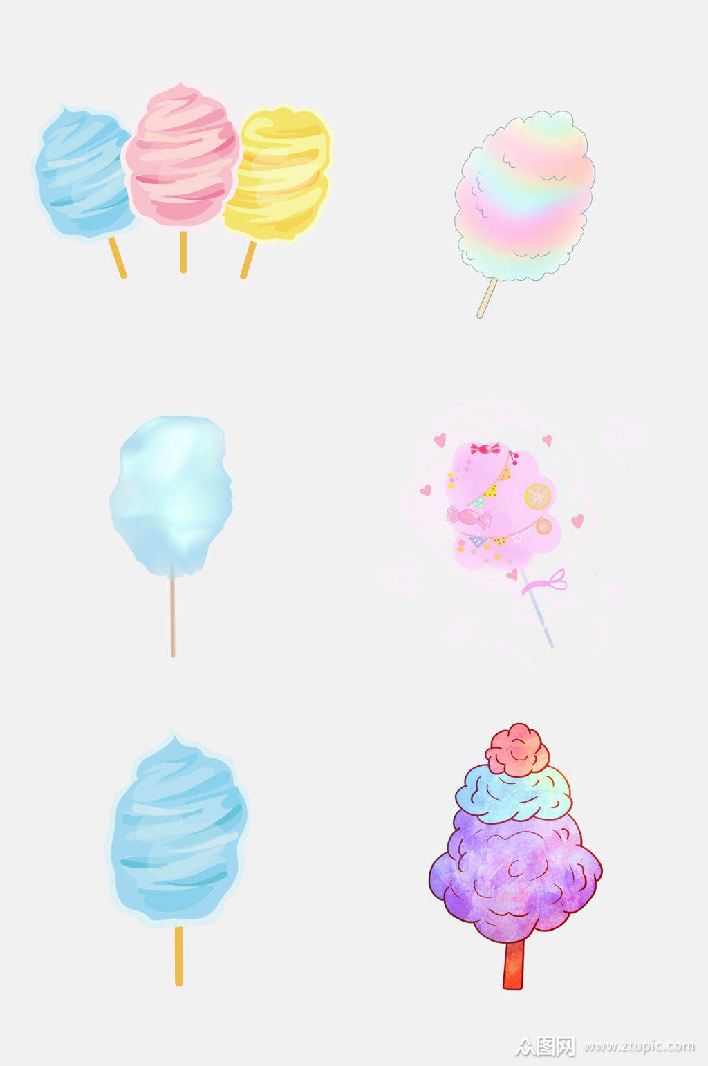 炫彩美味零食棉花糖免抠素材