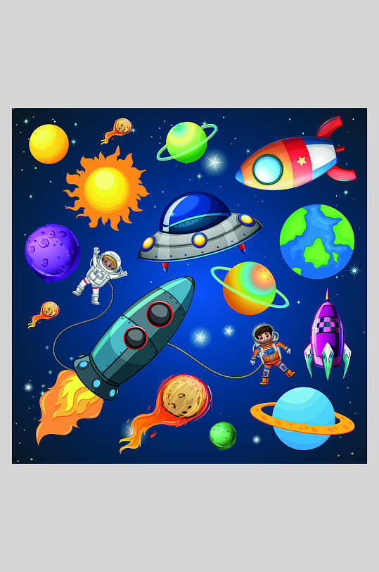 卡通宇宙天空航天矢量插画素材