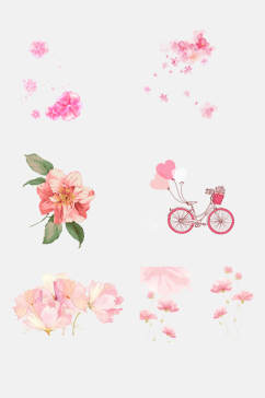 浪漫粉色花朵免抠素材