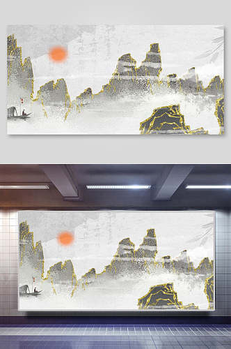 中国风山水画背景素材