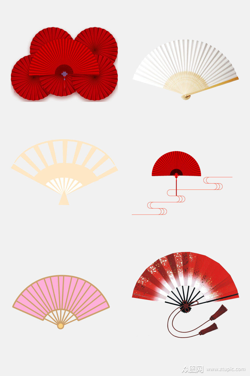 手绘扇子免抠元素模板下载-编号2302656-众图网