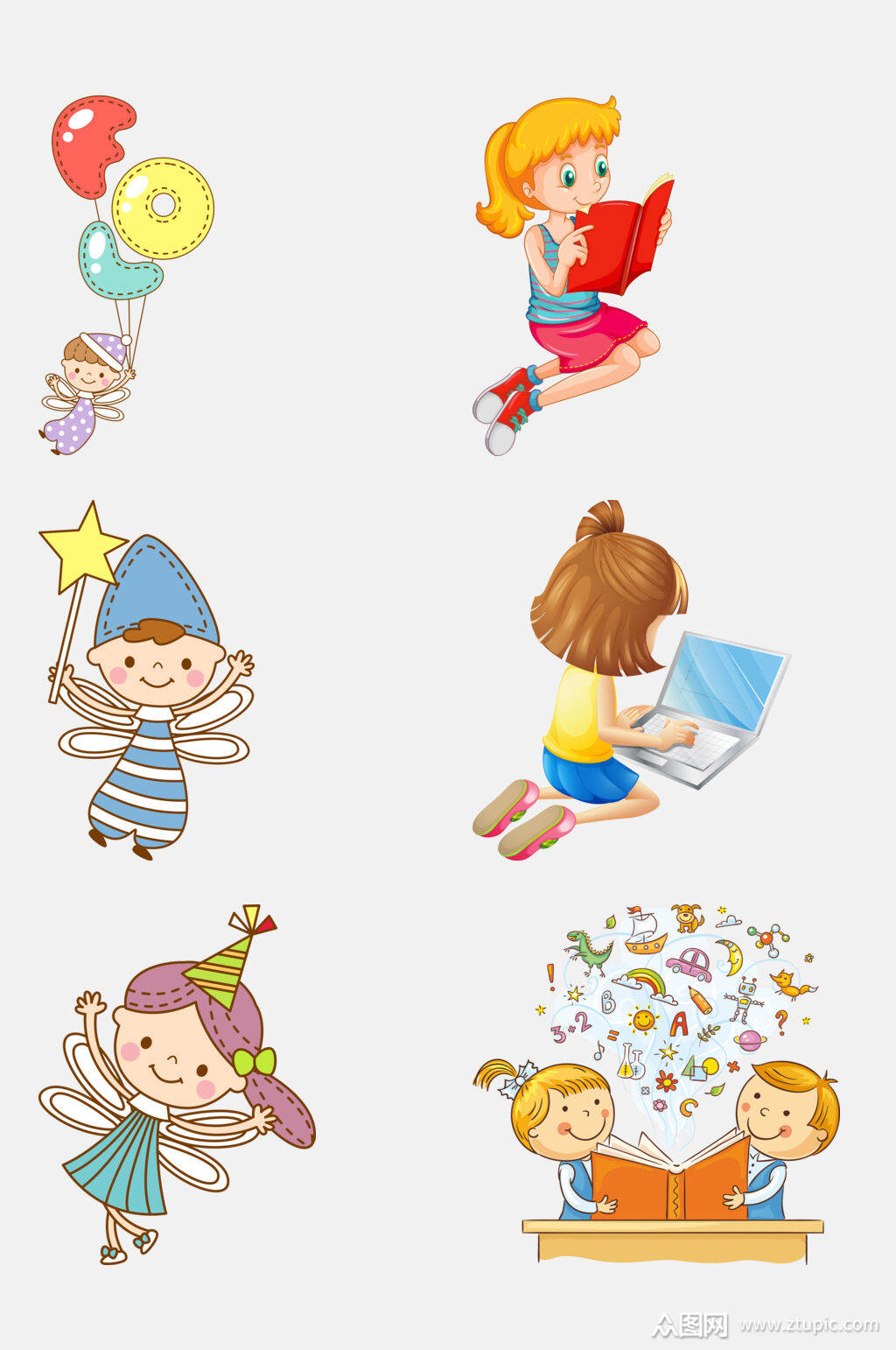 可爱卡通儿童学生人物免抠素材模板下载-编号2303291-众图网