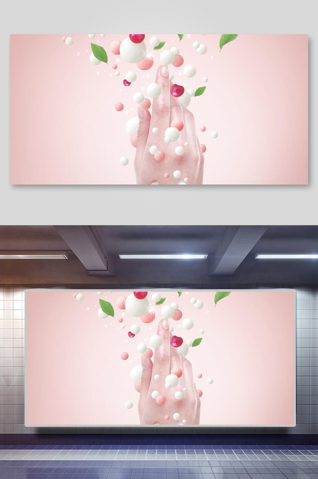 粉色水珠分子背景素材素材