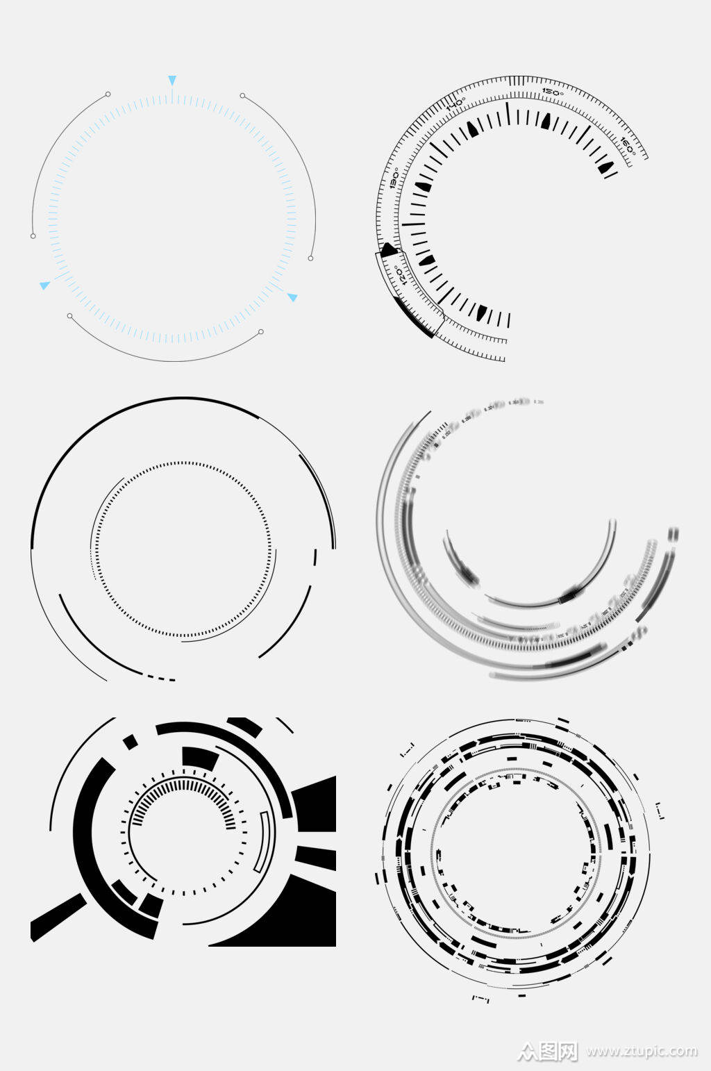 创意灰色圆形科技光效免抠素材素材