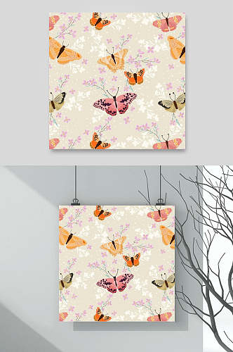 蝴蝶花纹图案背景设计素材