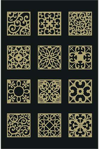 方形古代花纹素材