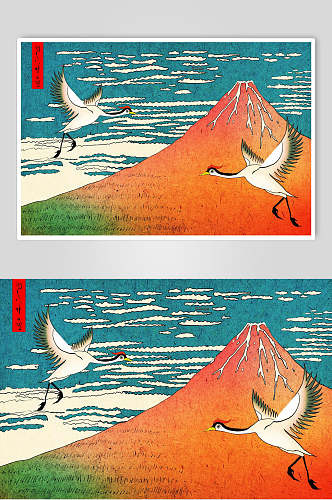 日本浮世绘富士山插画素材