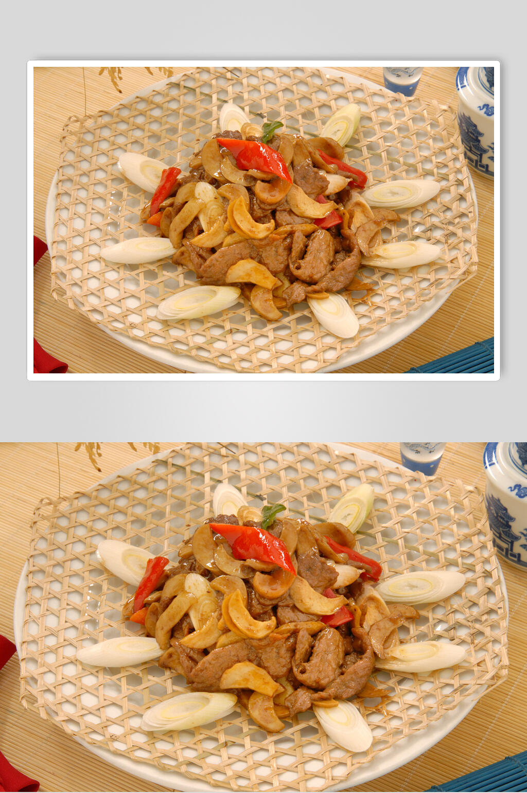 竹篱鲍菇牛柳食品图片素材