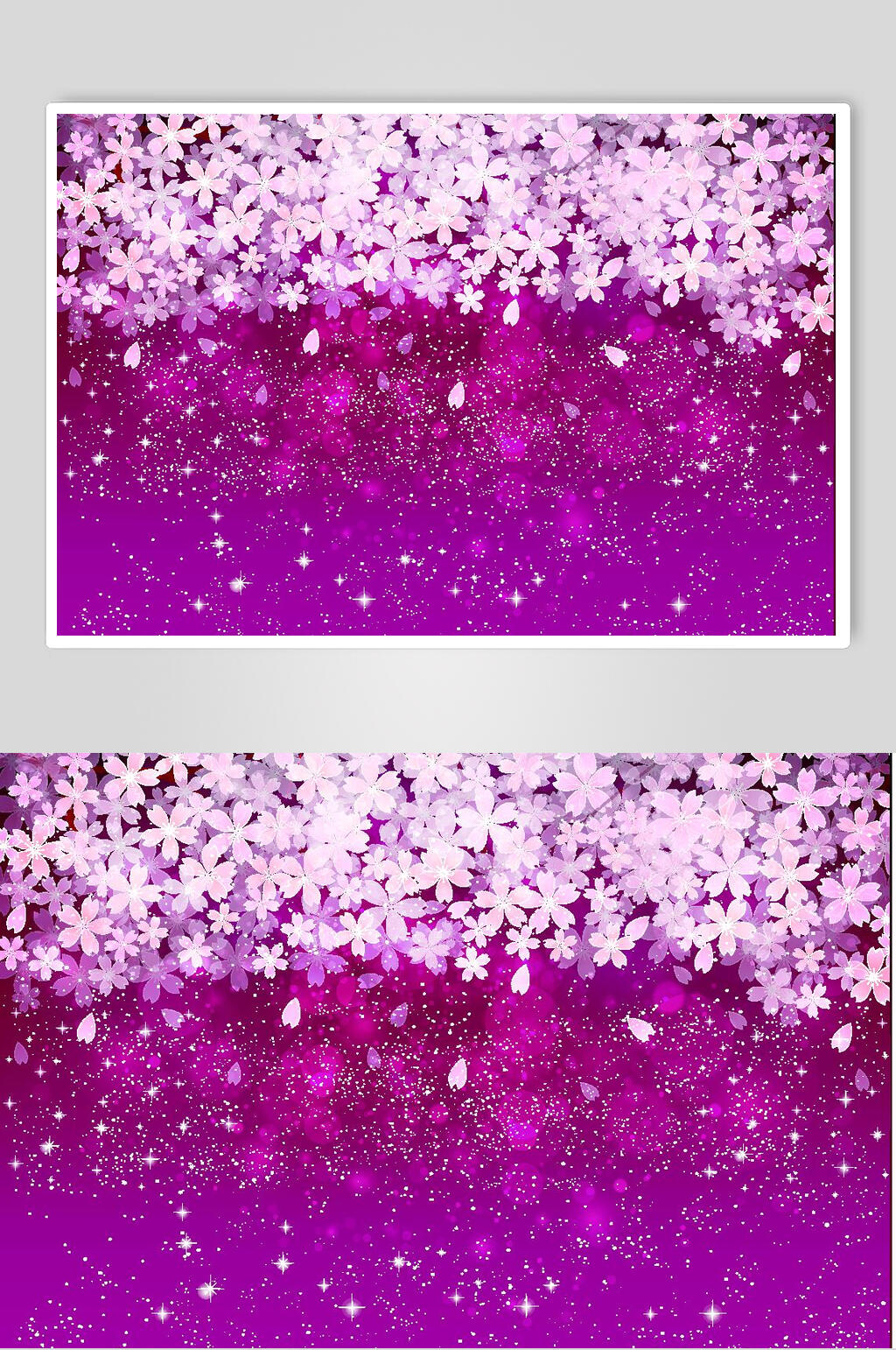紫色渐变日本樱花矢量插画素材春节新年节日宣传展板立即下载