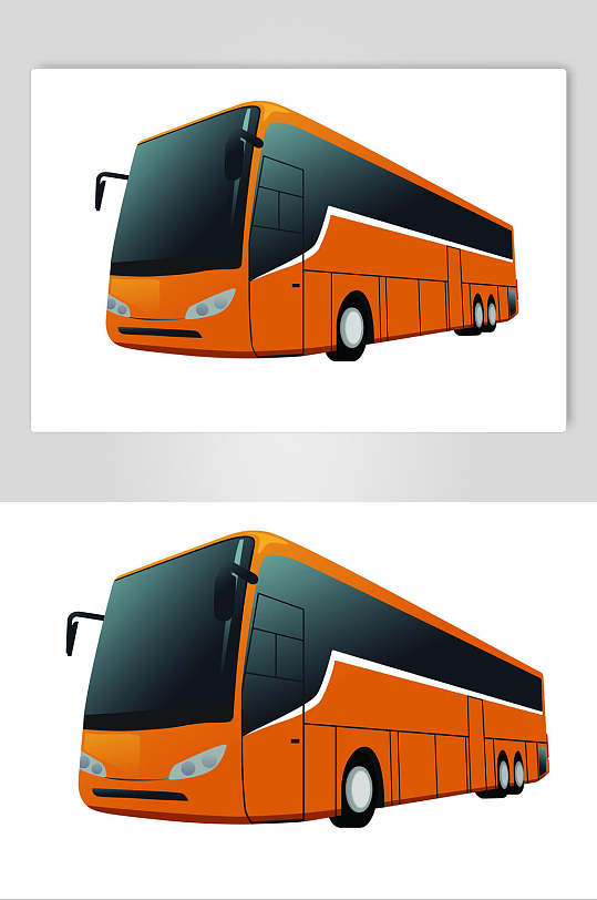 橙色旅游大巴简洁款交通工具矢量素材