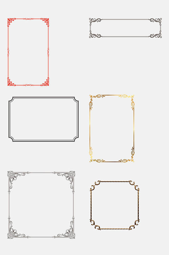 几何欧式复古花纹表框分割线免抠素材