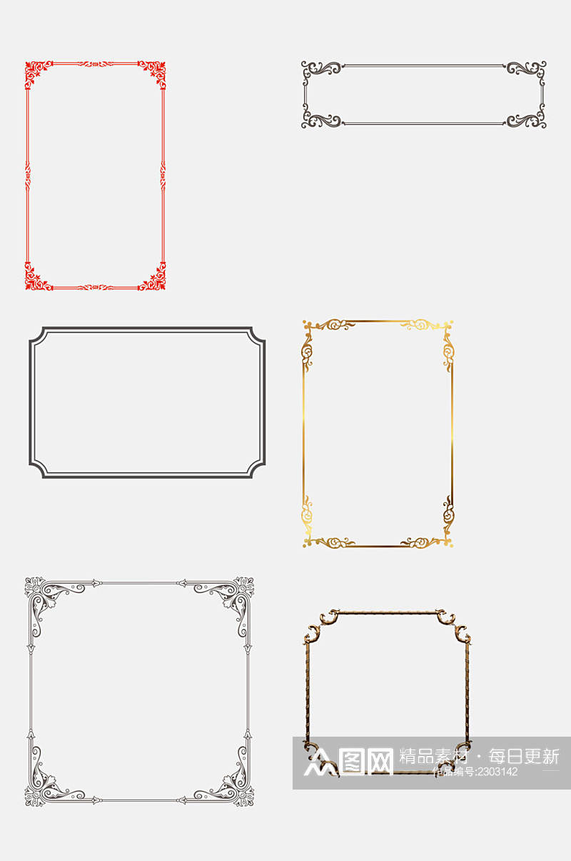 几何欧式复古花纹表框分割线免抠素材素材