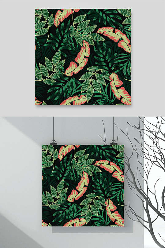 绿色植物芭蕉叶图案设计素材