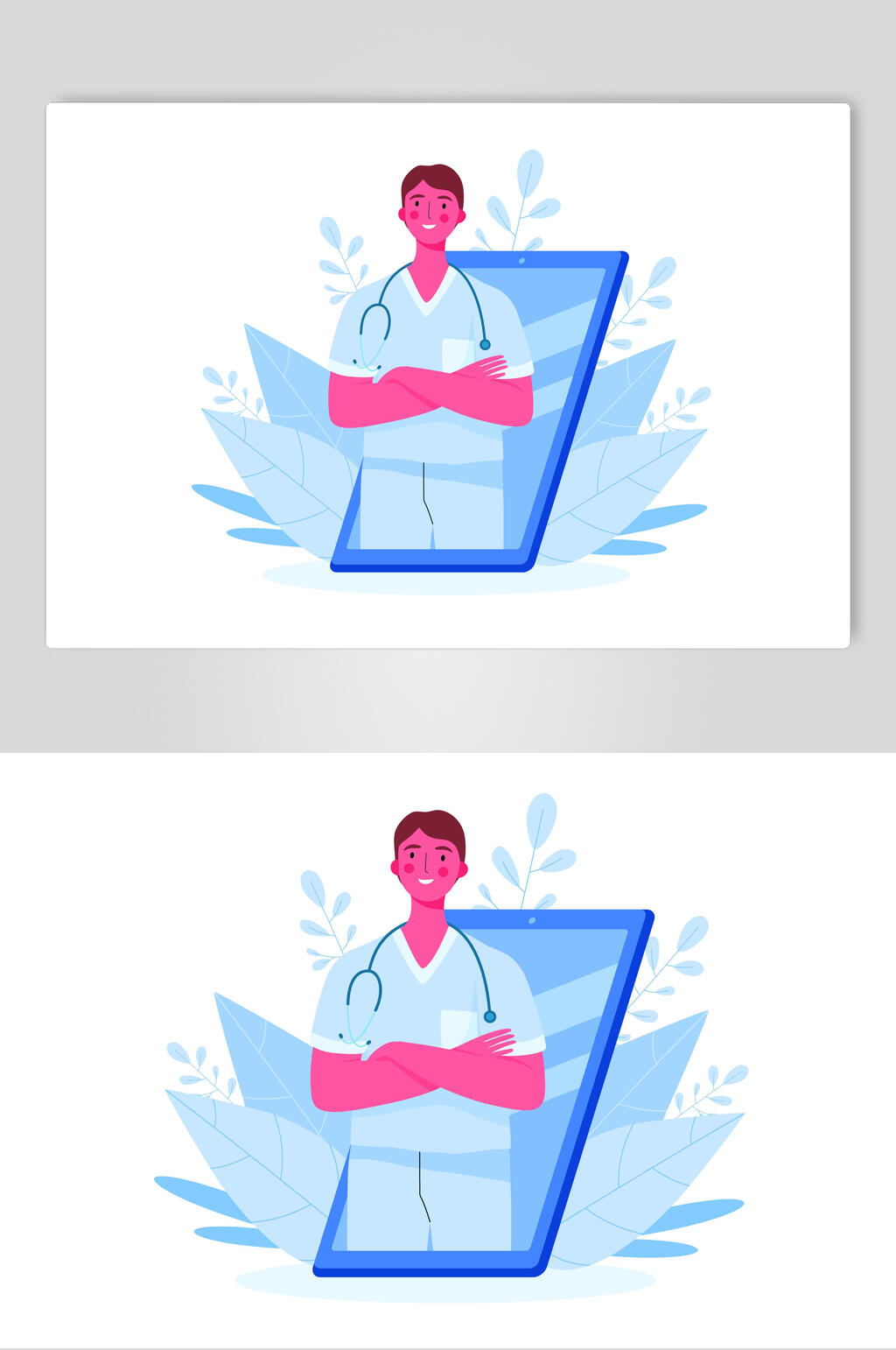 扁平医师节医护人员医生矢量素材素材