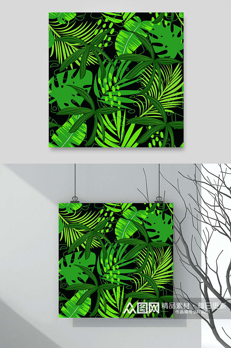 绿色植物花卉底纹设计素材素材