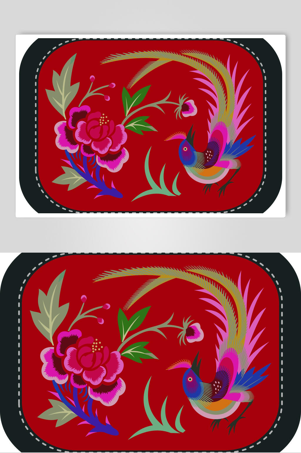精致中国风凤凰花卉圆形花纹素材素材