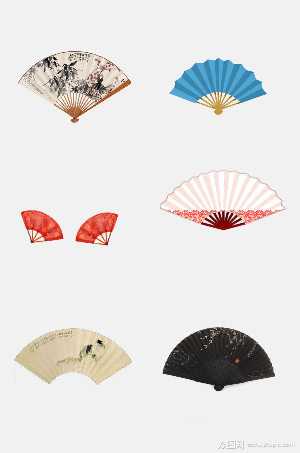 简洁折扇扇子免抠元素模板下载-编号2302645-众图网