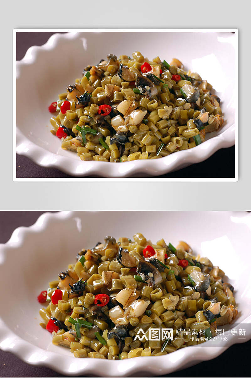 湘菜酸豆角螺丝肉食品图片素材