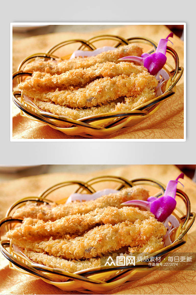 特色椒盐多春鱼食物高清图片素材