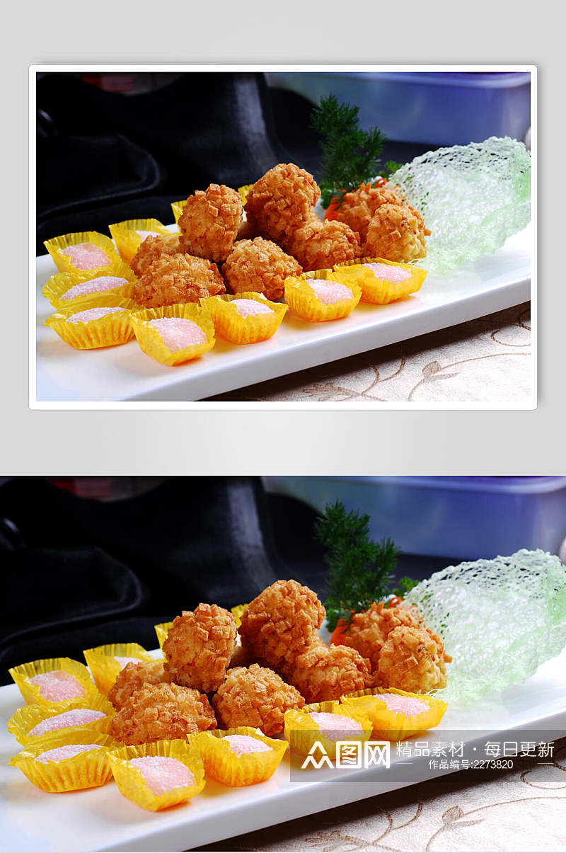 灌汤鳕鱼球食物高清图片素材