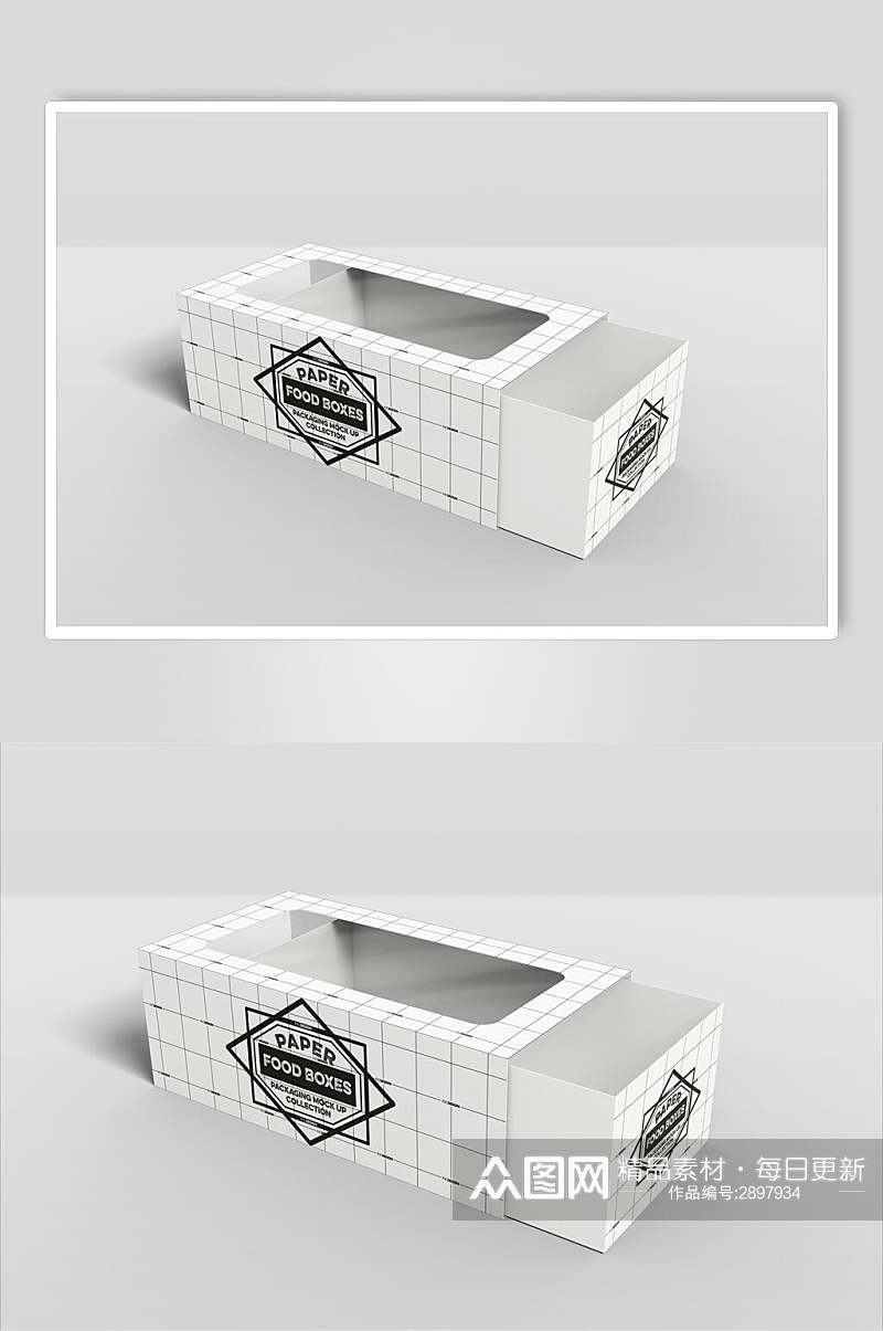 长方形快餐盒样机效果图素材