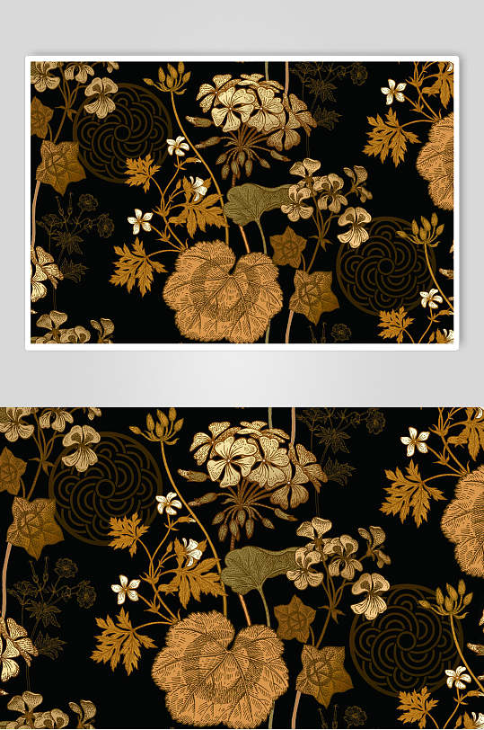 黑金花卉图案素材元素