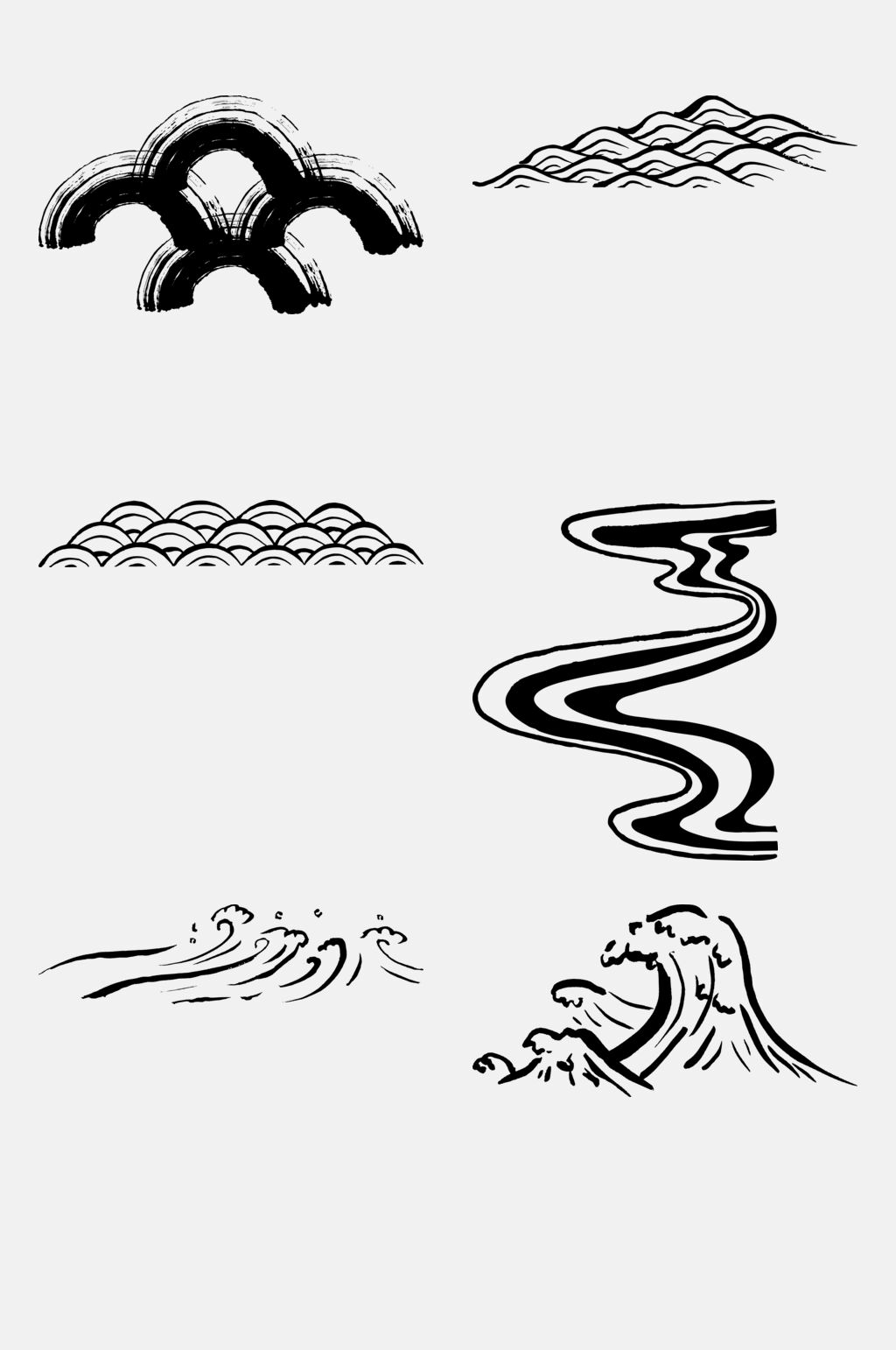 简约中式水波海浪波纹免抠素材素材