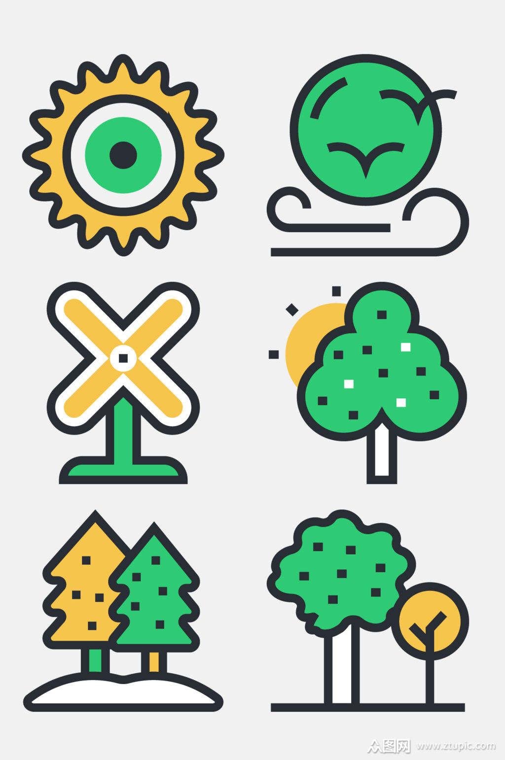 卡通大自然主题图标免抠元素素材
