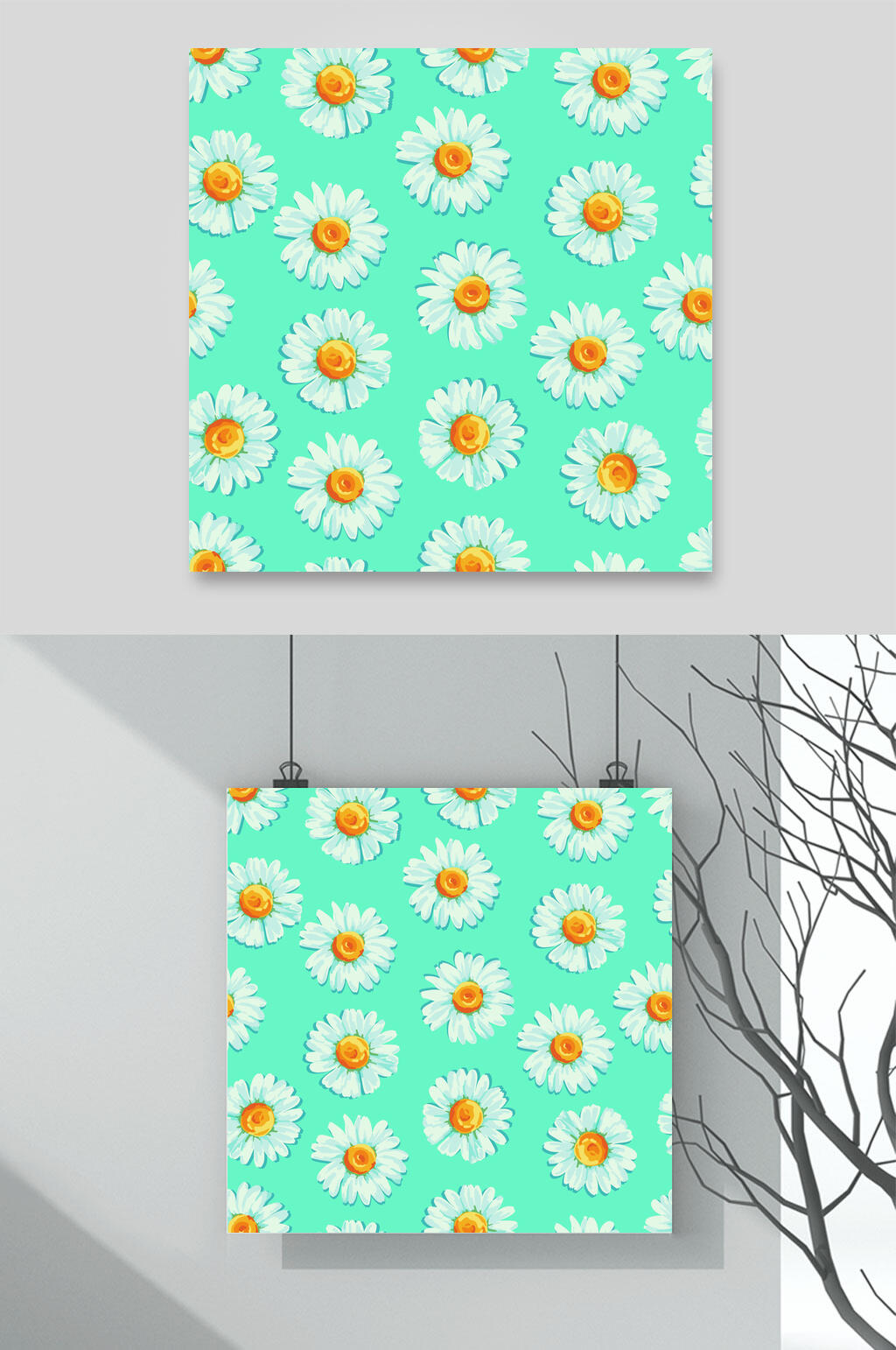 清新简洁雏菊花纹底图素材元素素材