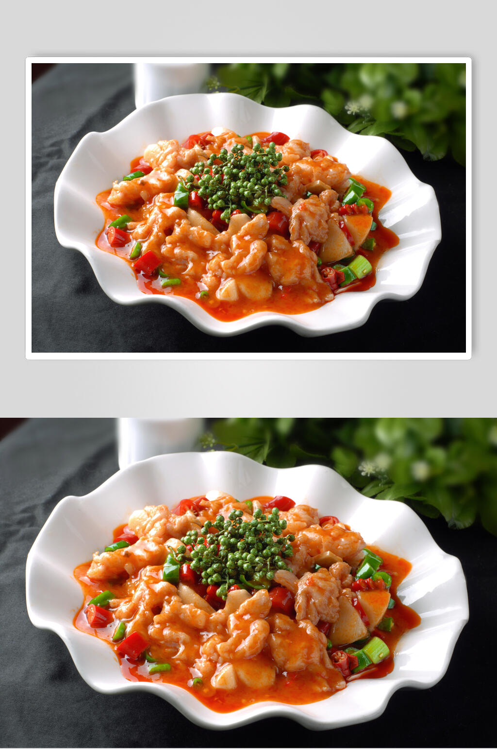 热菜鲜椒兔花美食高清图片素材
