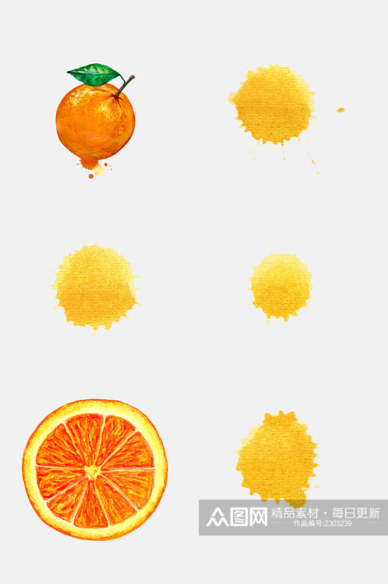 橙子榴莲水果免抠元素素材