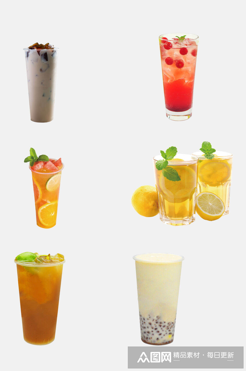 烧仙草饮品果汁奶茶免抠元素模板下载-编号2303045-众图网