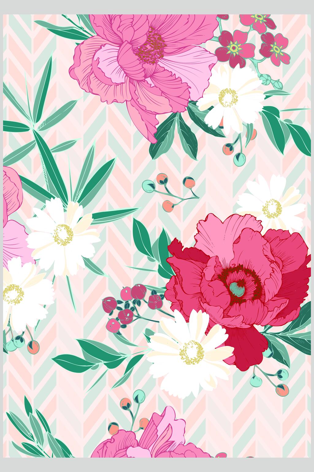 鲜花花卉雏菊花纹底图设计素材素材