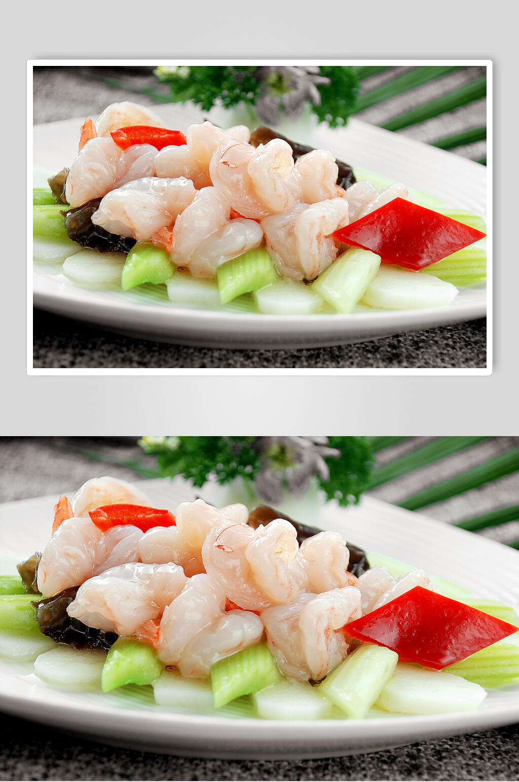 鲜淮山炒虾球美食图片素材