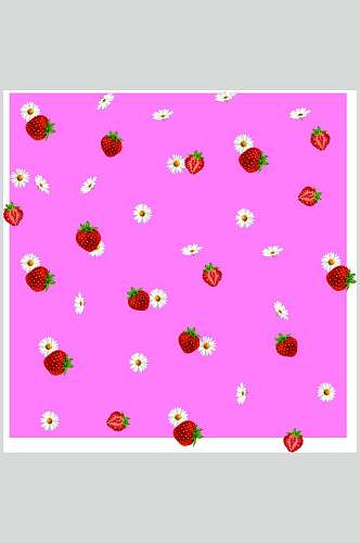草莓雏菊花纹底图素材元素