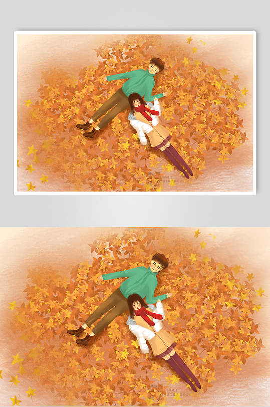 唯美浪漫情侣相识相恋情侣插画