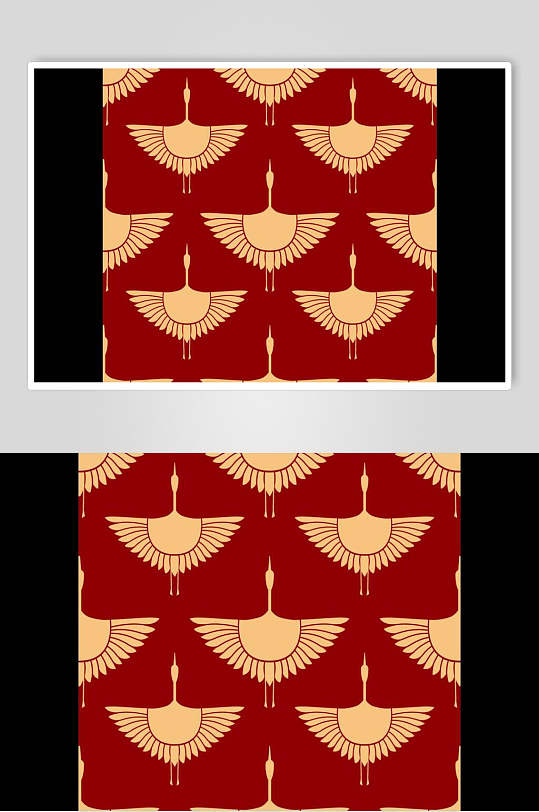 红金仙鹤古典花纹图案素材
