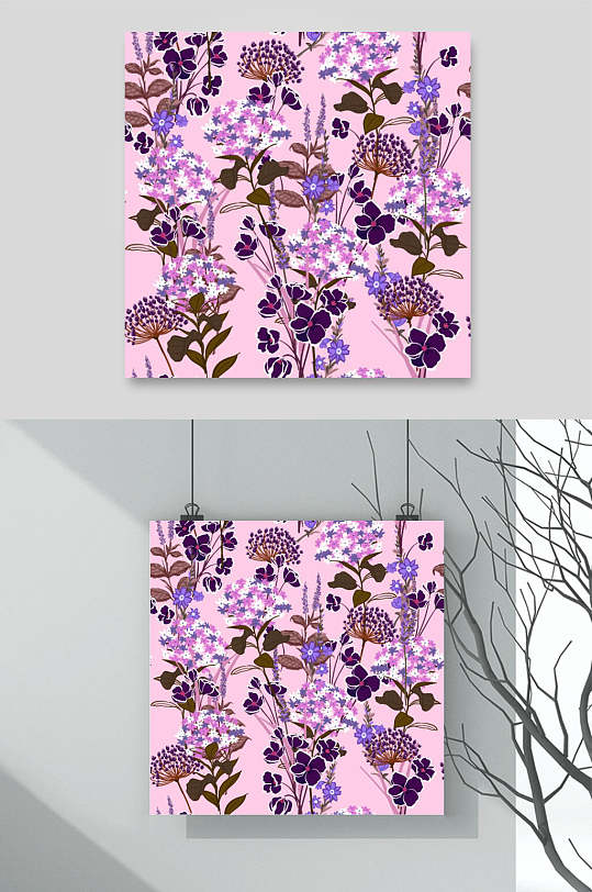 紫色植物轻奢花卉图片矢量背景素材