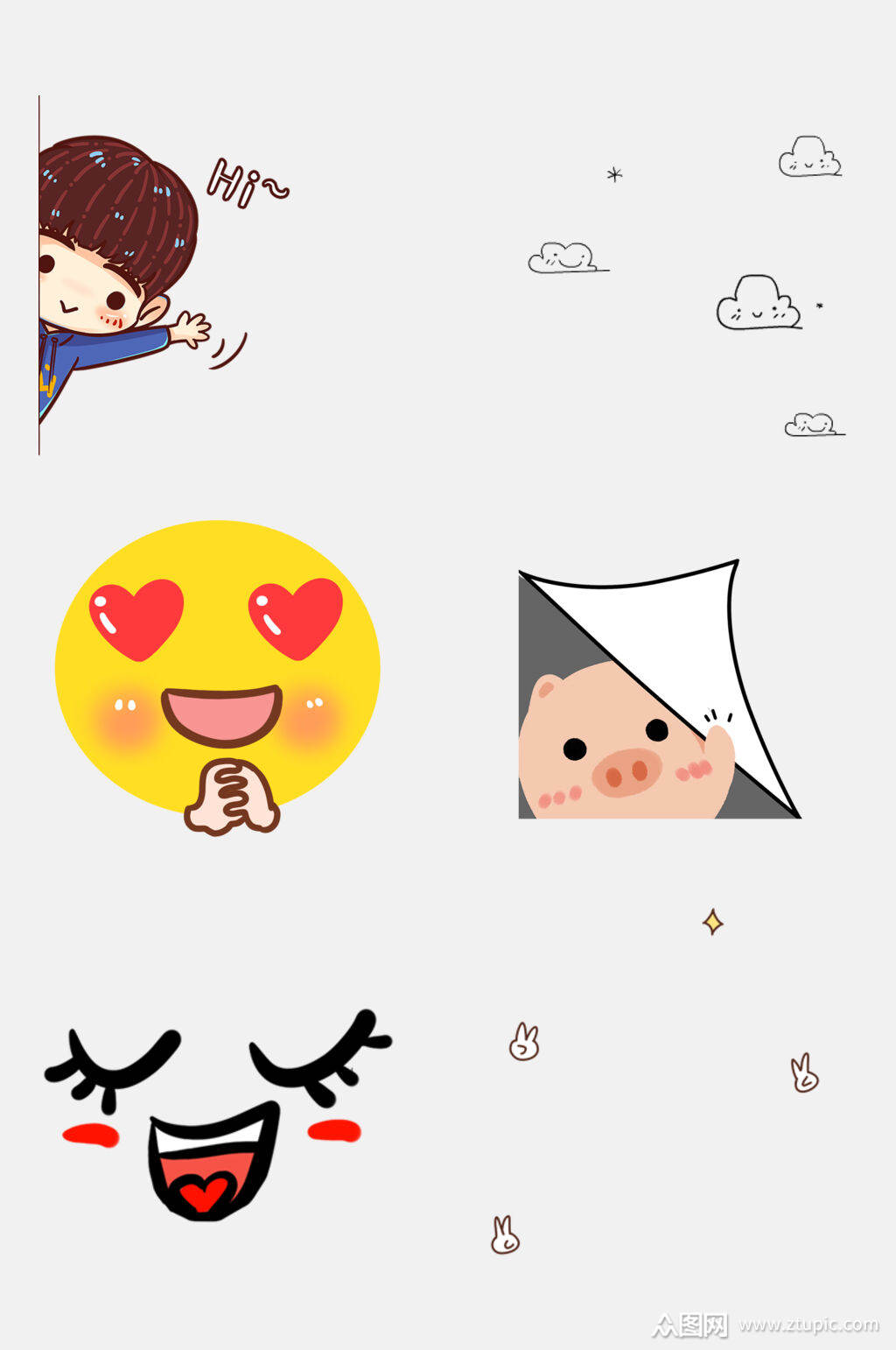 创意卡通动物可爱表情包免抠素材